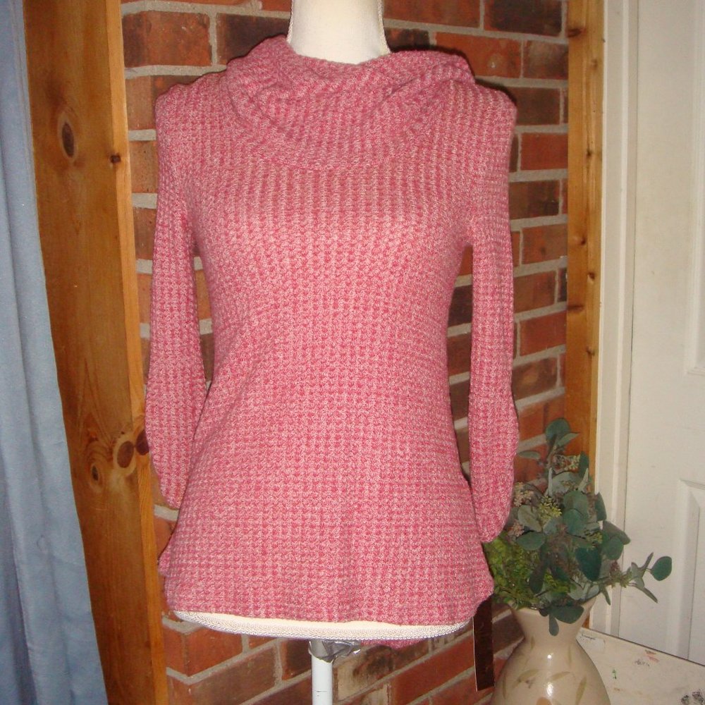 Almost Famous Cut Our Back Cowl Neck Waffle Top S